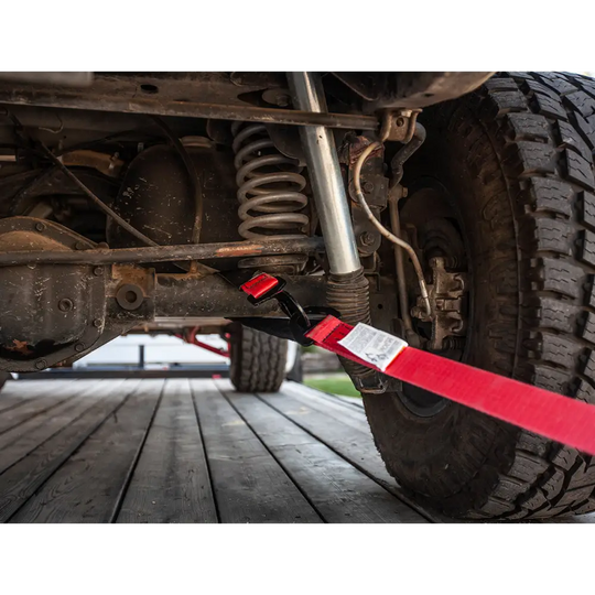 AFX Motorsports | 2In x 8Ft Ratchet Tie Down w/ Twisted Snap Hooks & Axle Strap Combo -BLACK