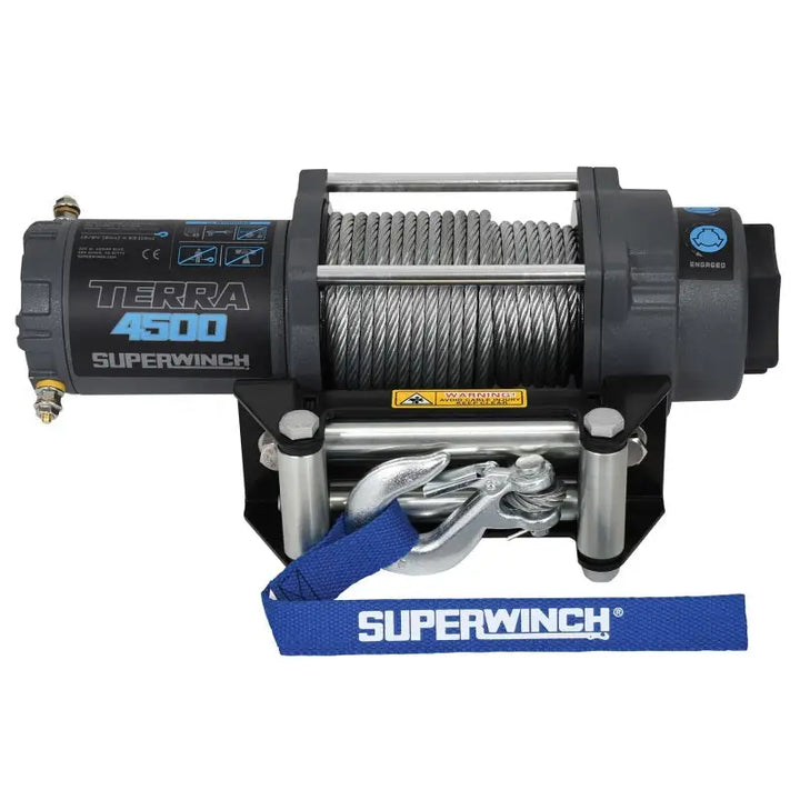 AFX Motorsports | 4500 LBS 12V DC 15/64in x 50ft Steel Rope Terra 4500 Winch - Gray Wrinkle