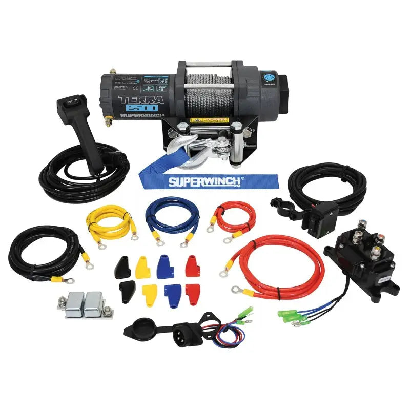 AFX Motorsports | Superwinch 2500 LBS 12V DC 3/16in x 40ft Steel Rope Terra 2500 Winch - Gray Wrinkle
