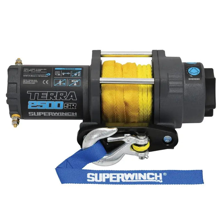 AFX Motorsports | Superwinch 2500 LBS 12V DC 3/16in x 40ft Synthetic Rope Terra 2500SR Winch - Gray Wrinkle