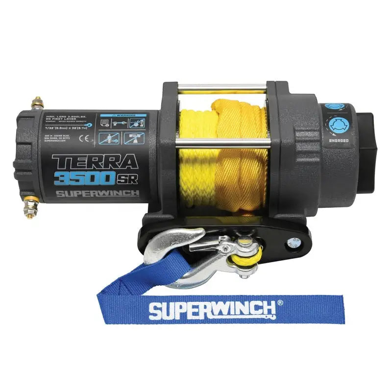 AFX Motorsports | Superwinch 3500 LBS 12V DC 7/32in x 32ft Synthetic Rope Terra 3500SR Winch - Gray Wrinkle